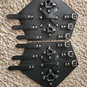 Black Leather Armor Bracers